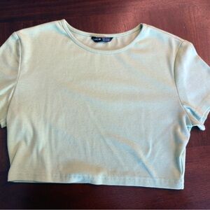 SHEIN Mint Green Ribbed Crop Top